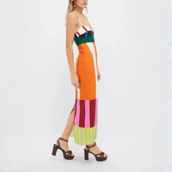 The Bengal Striped Column Maxi Dress