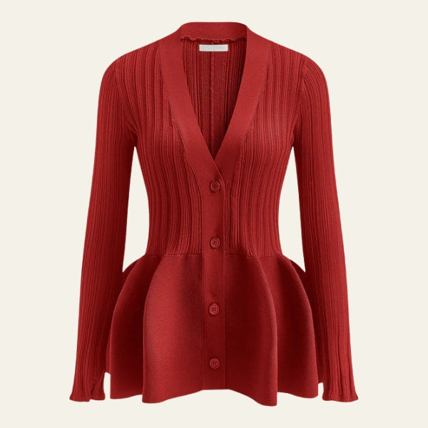 The Rome Peplum Ribbed Knit Cardigan