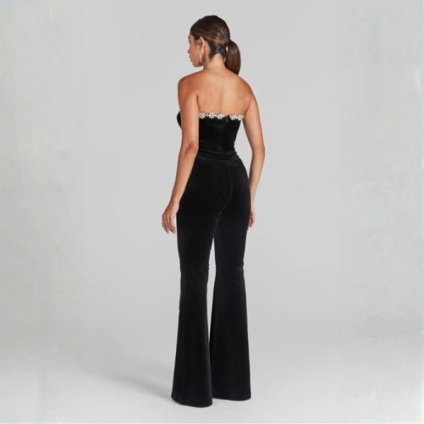 The Monaco Strapless Sweetheart Flared Jumpsuit