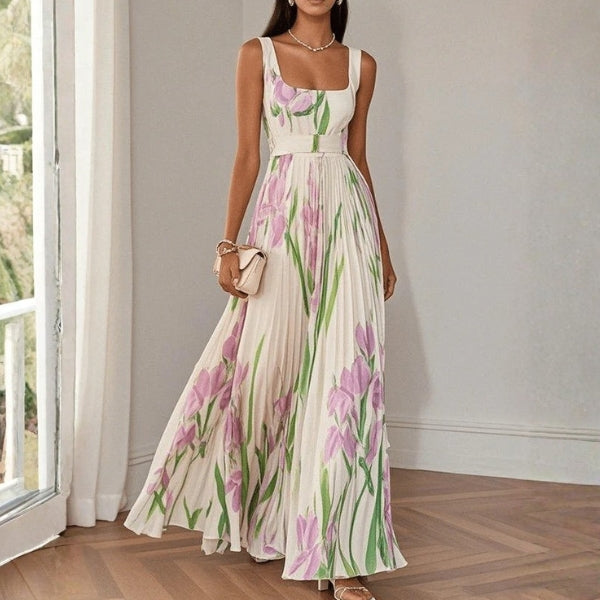 The Ivana Pleated Floral Maxi Dress