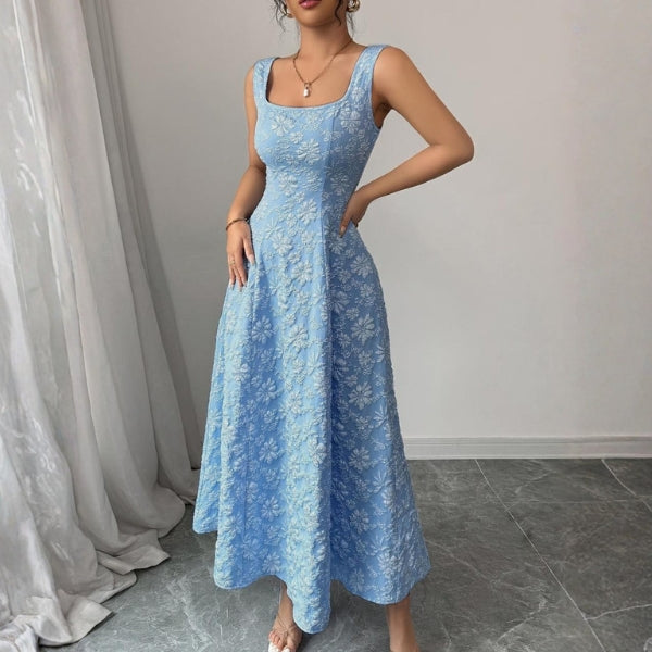 The Santorini Jacquard Floral Maxi Dress