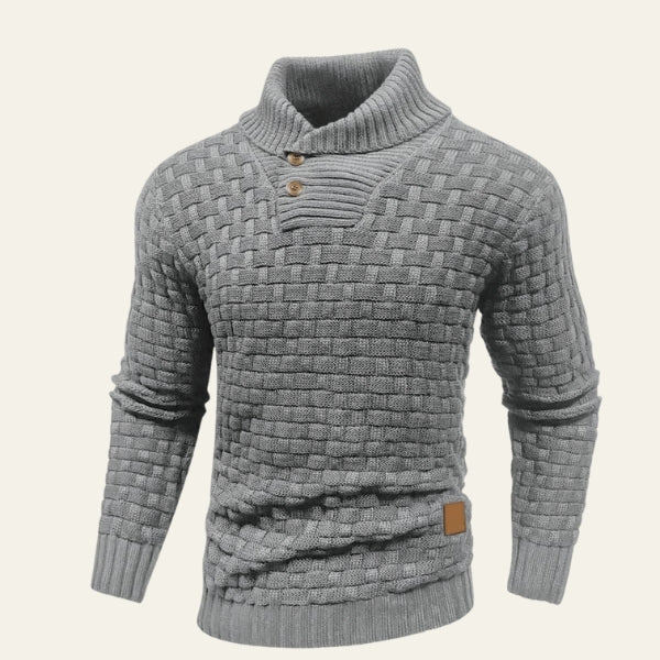 The Aspen Textured Button-Neck Knit Sweater