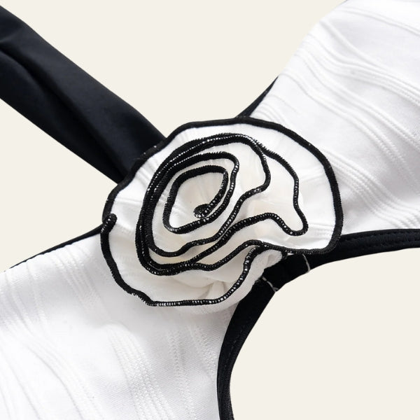 The Riviera Rose-Detail Halter Swimsuit