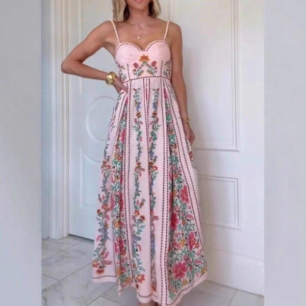 The Mykonos Floral-Embroidered Maxi Dress
