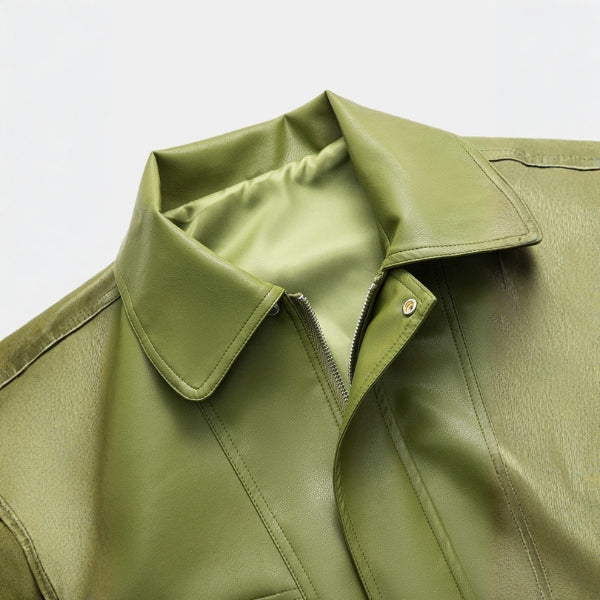 The Verona Olive Leather Bomber