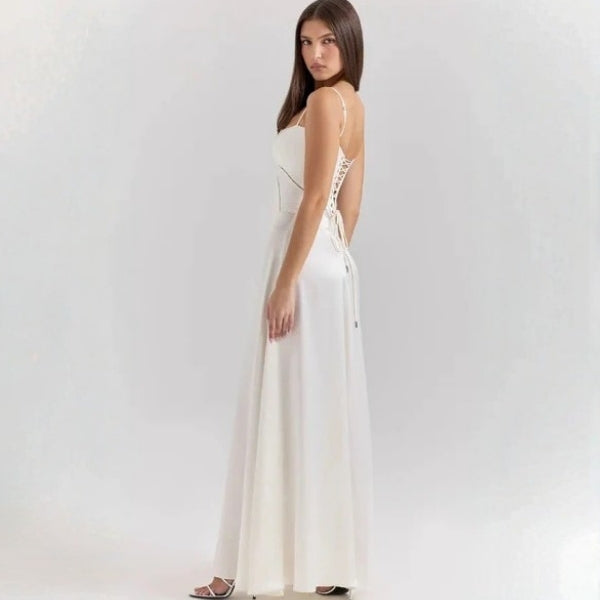 The Mirrorcurve Satin-Finish Maxi Dress
