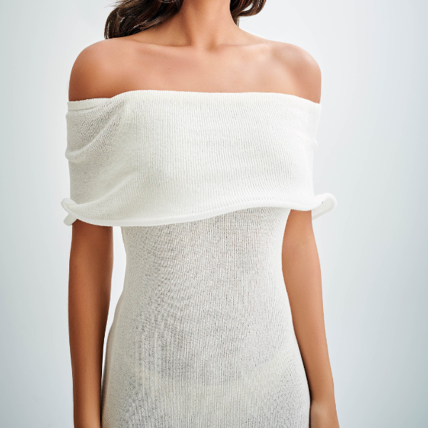 The St. Moritz Off-Shoulder Knit Midi Dress
