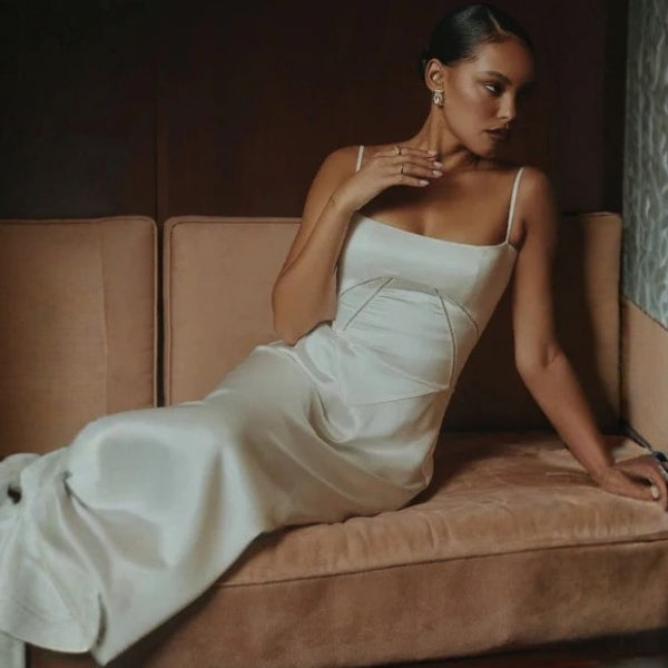 The Mirrorcurve Satin-Finish Maxi Dress