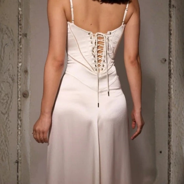 The Mirrorcurve Satin-Finish Maxi Dress