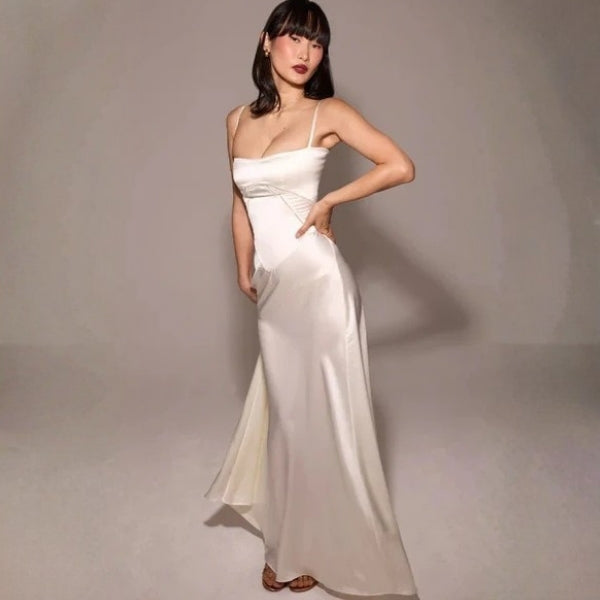 The Mirrorcurve Satin-Finish Maxi Dress