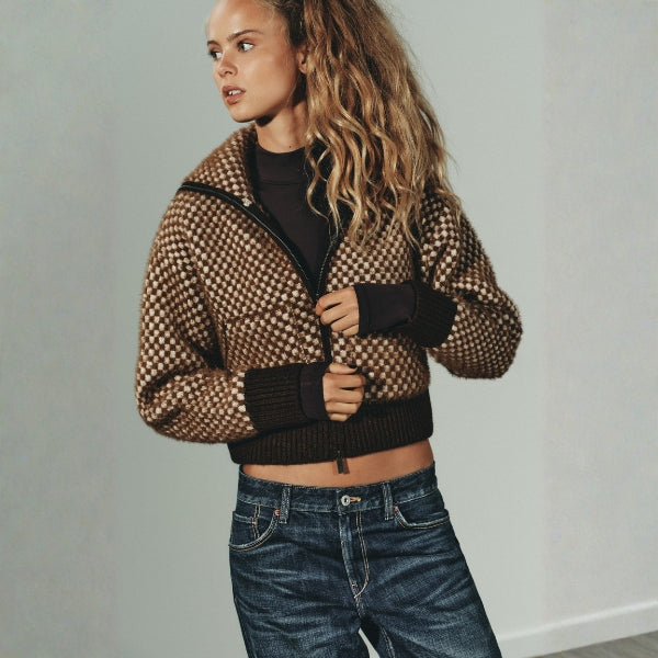 The Aspen Zip-Up Textured Knit Jacket