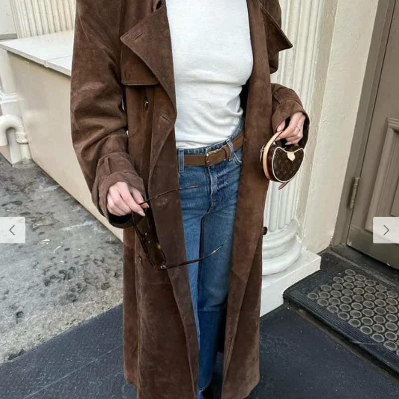 The Verona Suede Trench Coat