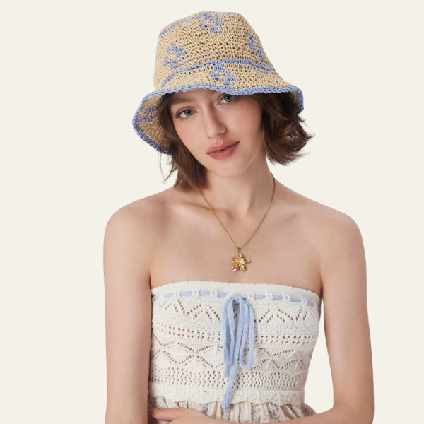 The Capri Two-Tone Straw Bucket Hat