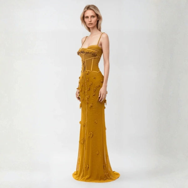 The Gloofree Textured Corset Maxi Dress