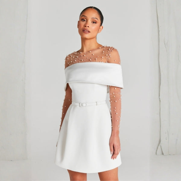 The Amalfi Belted Off-Shoulder Mini Dress