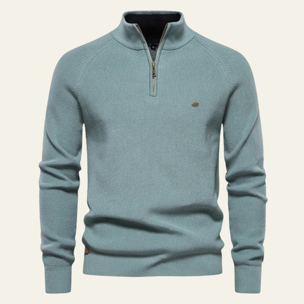 The Hudson Zip-Neck Knit Pullover