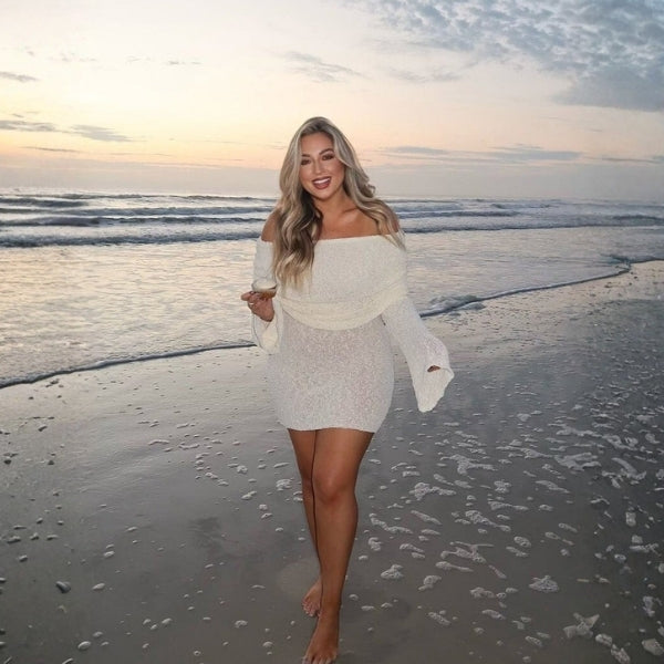 The Amalfi Off-Shoulder Knit Mini Dress
