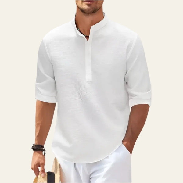 The Tangier Textured Stand-Collar Shirt