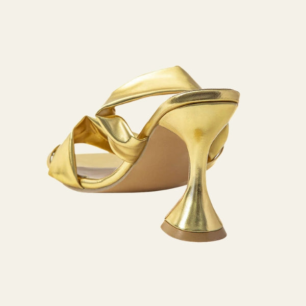 The Aurelia Ruched Metallic Heeled Mules