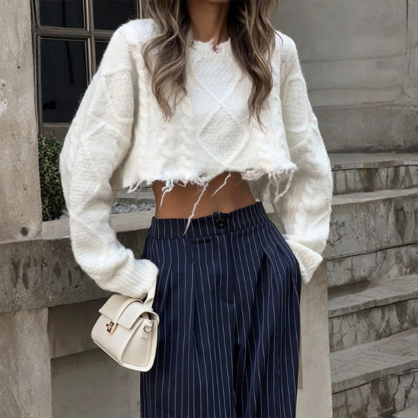 The Verona Pinstripe Wide-Leg Pants