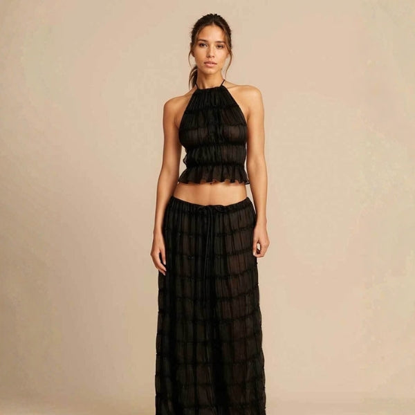 The Capri Tiered Halter Maxi Set