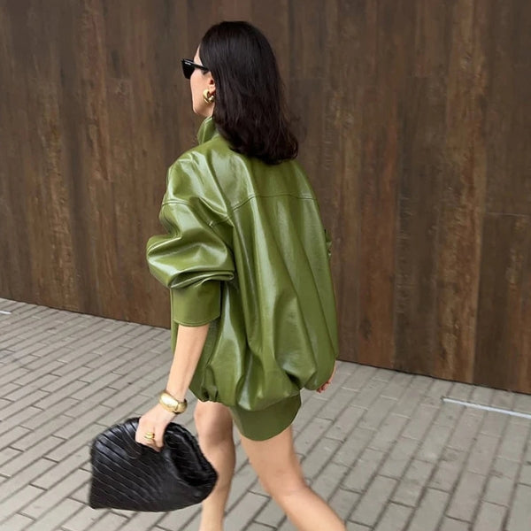 The Soho Zip-Front Leather Bomber Jacket