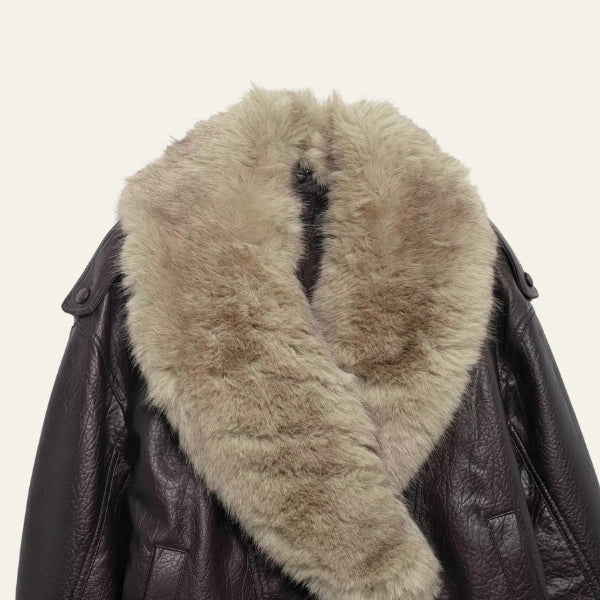 The Aspen Faux-Fur Collar Leather Bomber