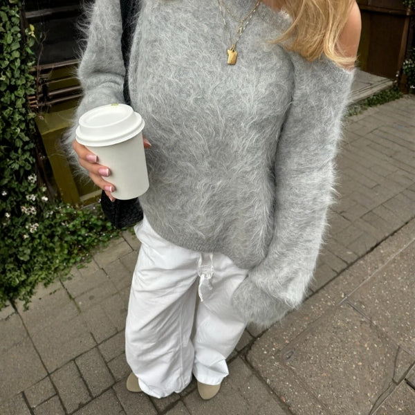 The Riviera Off-Shoulder Plush Knit Sweater