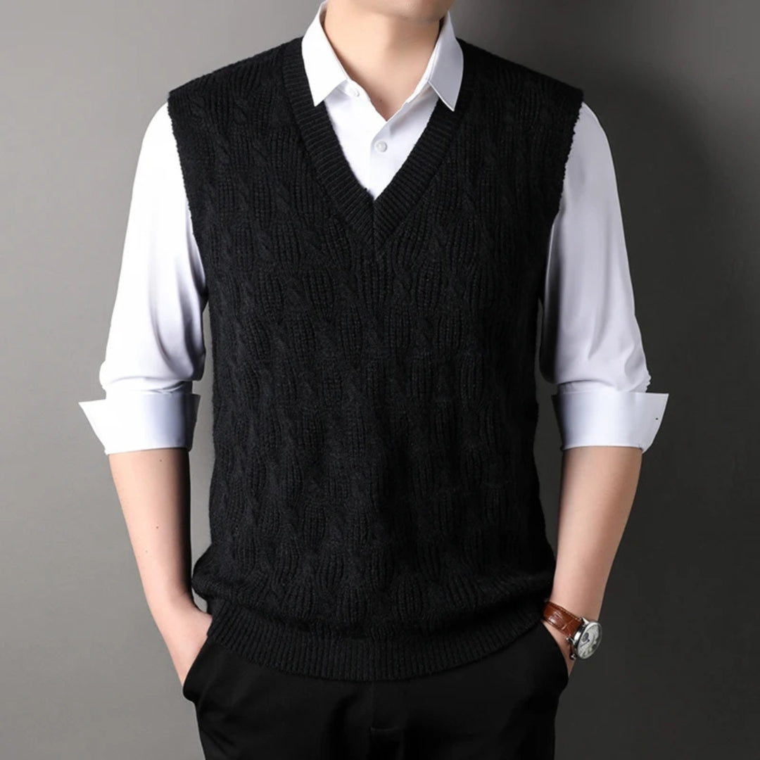 The Aspen Cable-Knit V-Neck Sweater Vest