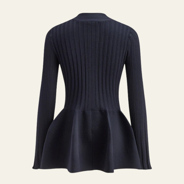 The Rome Peplum Ribbed Knit Cardigan