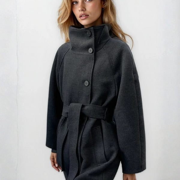 The Aspen High-Collar Belted Longline Coat