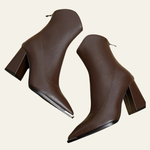 The Milan Pointed-Toe Block Heel Ankle Boots