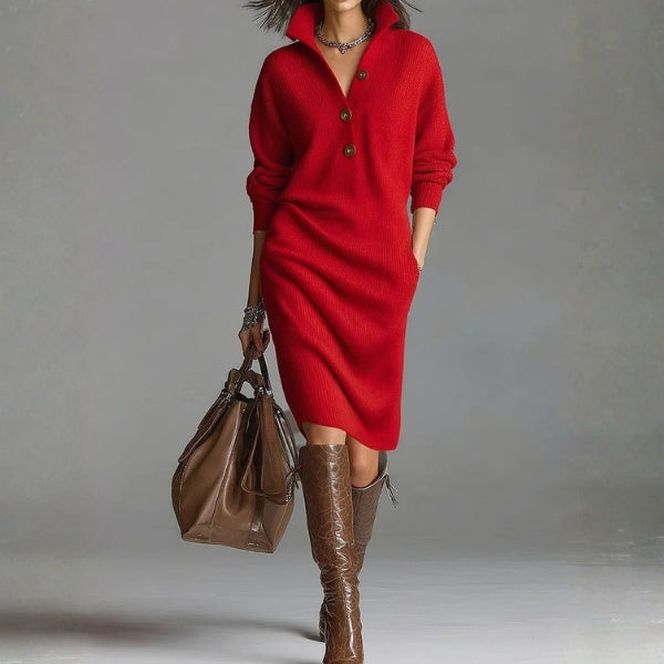 The Zurich Button-Front Ribbed Dress