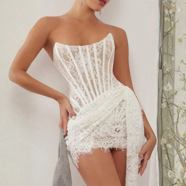 The Monaco Lace-Up Corset Mini Dress