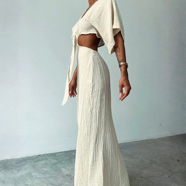 The Santorini Cut-Out Tie-Front Maxi Dress