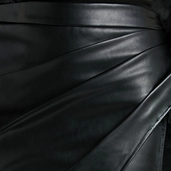 The Vienna Leather Split Midi Skirt