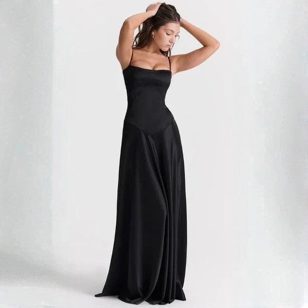 The Mirrorcurve Satin-Finish Maxi Dress