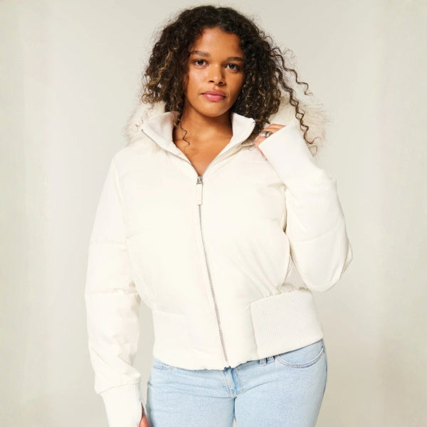 The Aurora Fur-Trim Hooded Quilted Puffer Jacket
