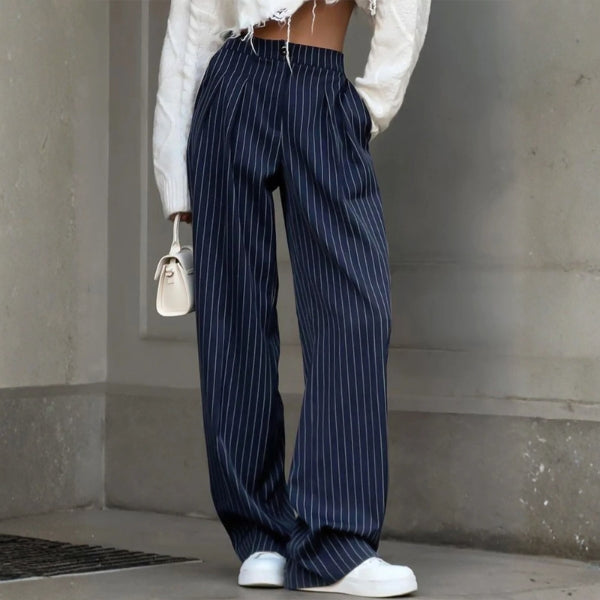 The Milan Pinstriped Wide-Leg Trousers