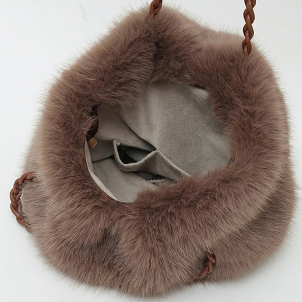 The Milan Braided-Handle Faux-Fur Tote Bag