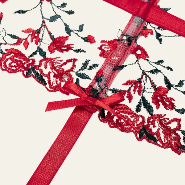 The Valentine Floral-Embroidery Lingerie Set