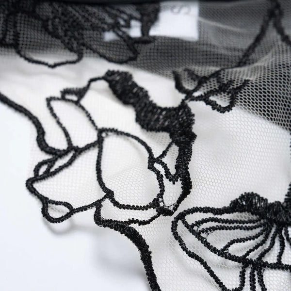 The Florence Embroidered Mesh Garter Set