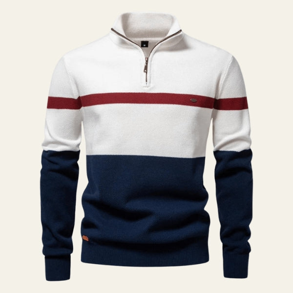 The Alpine Striped Half-Zip Knit Sweater