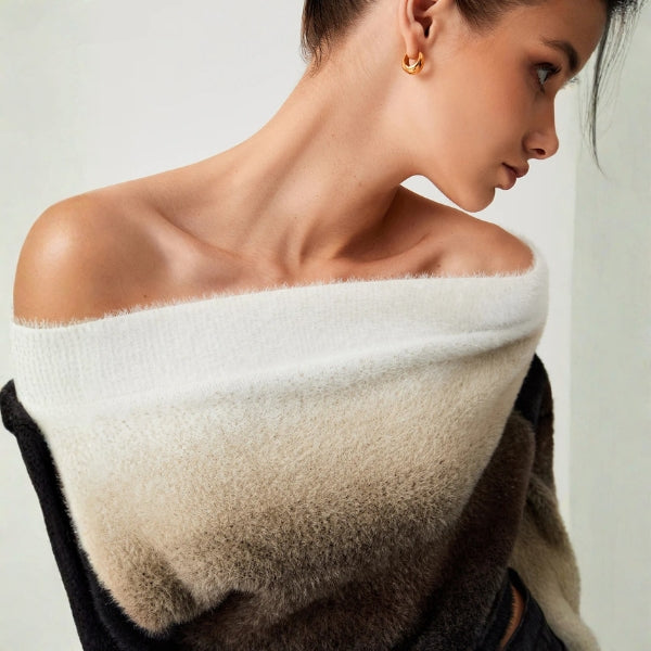 The Santorini Off-Shoulder Ombre Knit Sweater