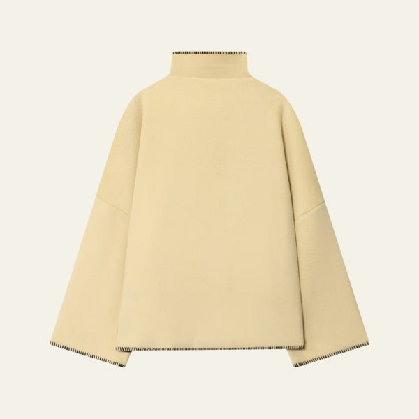 The Copenhagen High-Neck Blanket-Trim Jacket