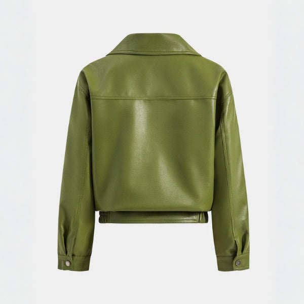 The Verona Olive Leather Bomber