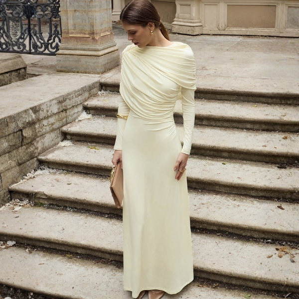 The Santorini Ruched Drape Maxi Dress