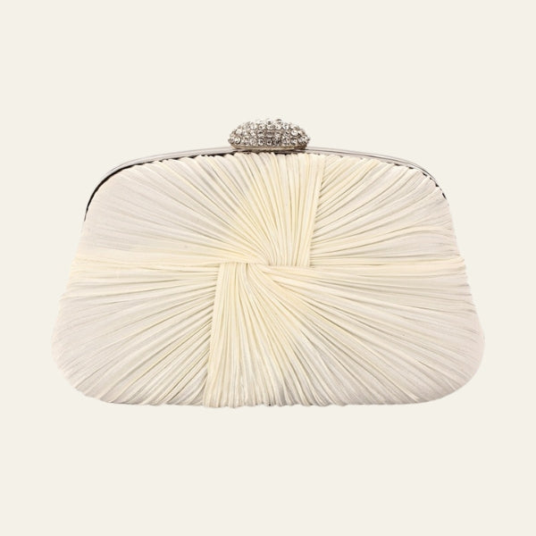 The Sorrento Pleated Crystal-Clasp Clutch