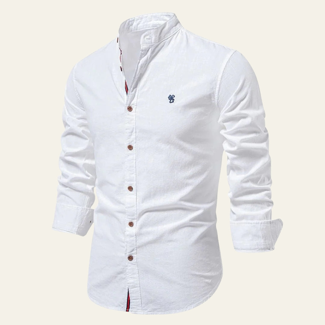 The Capri Soft-Weave Band-Collar Shirt