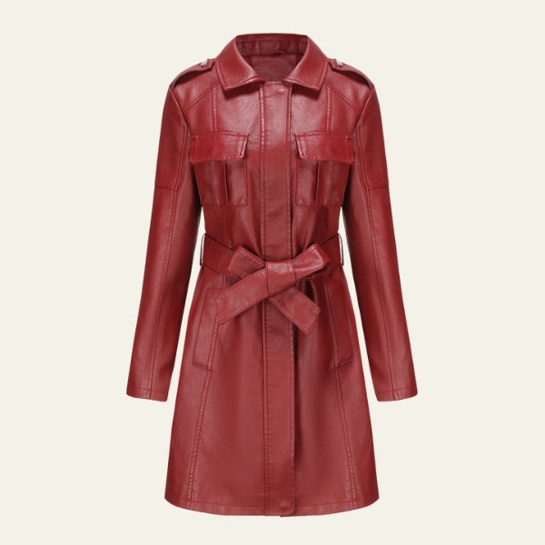 The Vienna Belted Leather Coat